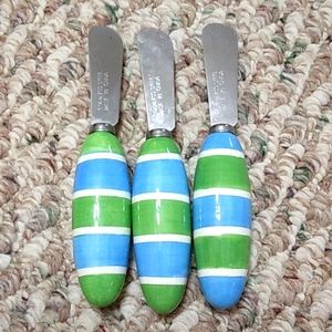 Set of 3 ceramic handle butter knives